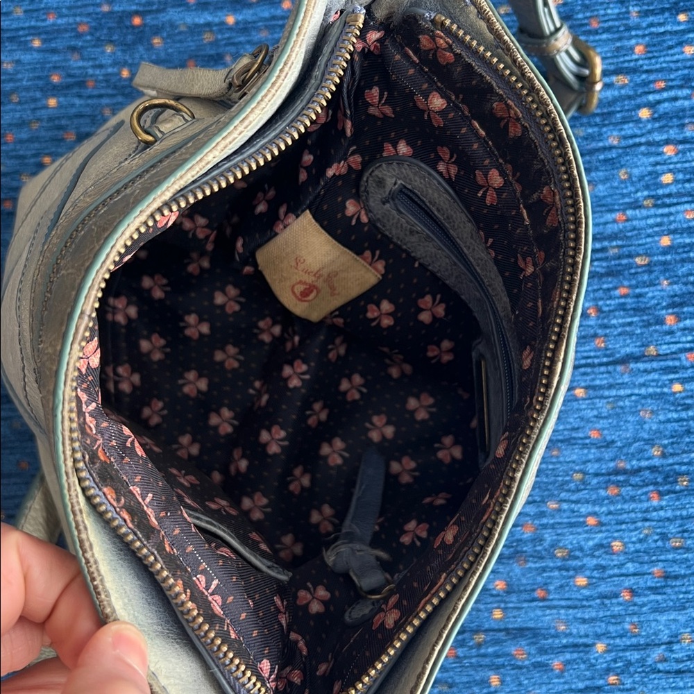 Lucky brand multiple pockets blue-Gray Leather Crossbody Bag - Picture 6 of 15